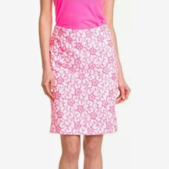 Lilly Pulitzer Hyacinth Fiesta Pink Pique Lace Pencil Skirt - Picture 8 of 8